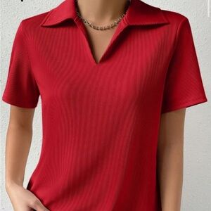Red Women's Polo Top